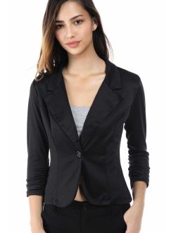 Women's Slim Fit One Button Office Knit Blazer Jacket,Made in USA Except for Striped Jacket (Small-3XL)