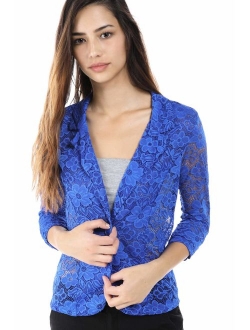 Women's Slim Fit One Button Office Knit Blazer Jacket,Made in USA Except for Striped Jacket (Small-3XL)