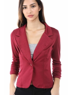 Women's Slim Fit One Button Office Knit Blazer Jacket,Made in USA Except for Striped Jacket (Small-3XL)