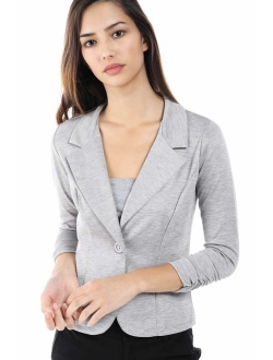 Women's Slim Fit One Button Office Knit Blazer Jacket,Made in USA Except for Striped Jacket (Small-3XL)