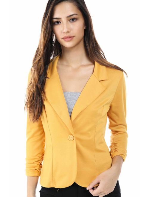 Women's Slim Fit One Button Office Knit Blazer Jacket,Made in USA Except for Striped Jacket (Small-3XL)