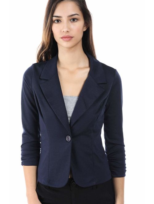 Women's Slim Fit One Button Office Knit Blazer Jacket,Made in USA Except for Striped Jacket (Small-3XL)