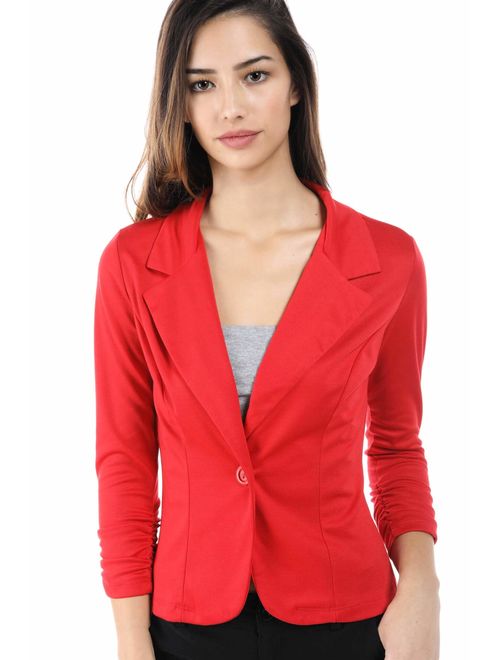 Women's Slim Fit One Button Office Knit Blazer Jacket,Made in USA Except for Striped Jacket (Small-3XL)