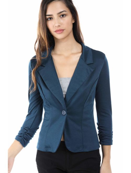 Women's Slim Fit One Button Office Knit Blazer Jacket,Made in USA Except for Striped Jacket (Small-3XL)