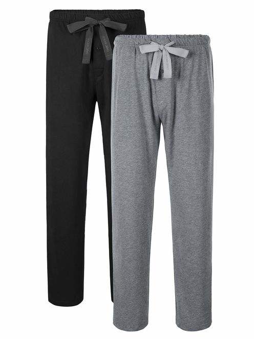 DAVID ARCHY Men's Comfy Jersey Cotton Knit Pajama Lounge Sleep Pant in 1/2 Pack