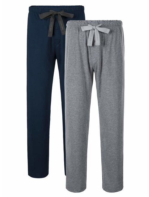 DAVID ARCHY Men's Comfy Jersey Cotton Knit Pajama Lounge Sleep Pant in 1/2 Pack