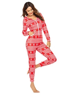 Onesies Underwear Set Christmas Union Jumpsuit One Piece Pajama Hooded Sweatshirt Sleepwear for Women