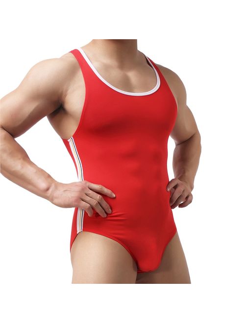 Mens Suspenders Wrestling Singlet Leotard Thong Bodysuit Jumpsuit Briefs Swimwear