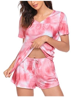 Women's Shorts Pajama Set Short Sleeve Sleepwear Nightwear Pjs S-XXL