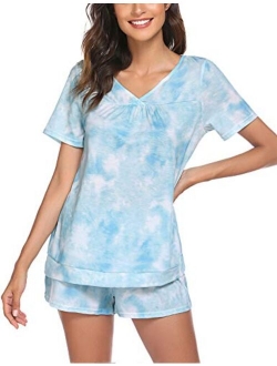 Women's Shorts Pajama Set Short Sleeve Sleepwear Nightwear Pjs S-XXL