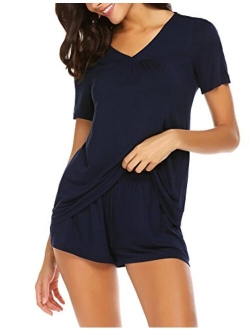 Women's Shorts Pajama Set Short Sleeve Sleepwear Nightwear Pjs S-XXL