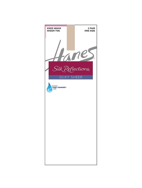 Hanes Silk Reflections Women's 2-Pack Knee High Sandalfoot