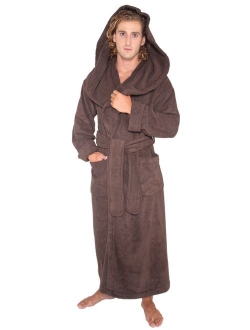 Arus Men's Big and Tall Long Monk Robe Hooded Full Length Turkish Cotton Bathrobe