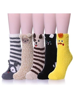 Womens Soft Cute Funny Animal Designe Microfiber Slipper Socks Cozy Fuzzy Winter Warm Socks