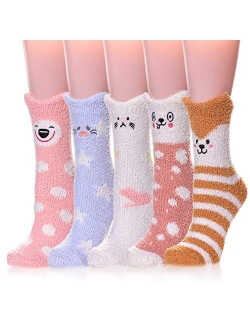 Womens Soft Cute Funny Animal Designe Microfiber Slipper Socks Cozy Fuzzy Winter Warm Socks