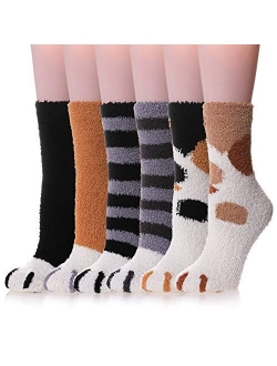 Womens Soft Cute Funny Animal Designe Microfiber Slipper Socks Cozy Fuzzy Winter Warm Socks