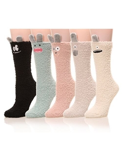 Womens Soft Cute Funny Animal Designe Microfiber Slipper Socks Cozy Fuzzy Winter Warm Socks