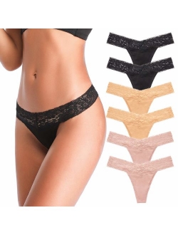 Women's Thongs, T Back Low Waist See Through Panties Sexy Seamless Lace Thongs for Women