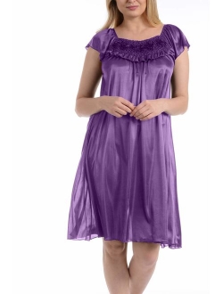 Ezi Women's Satin Silk Ruffle Nightgown