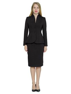 Marycrafts Women's Formal Office Business Work Jacket Skirt Suit Set