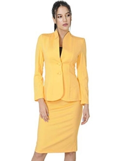 Marycrafts Women's Formal Office Business Work Jacket Skirt Suit Set