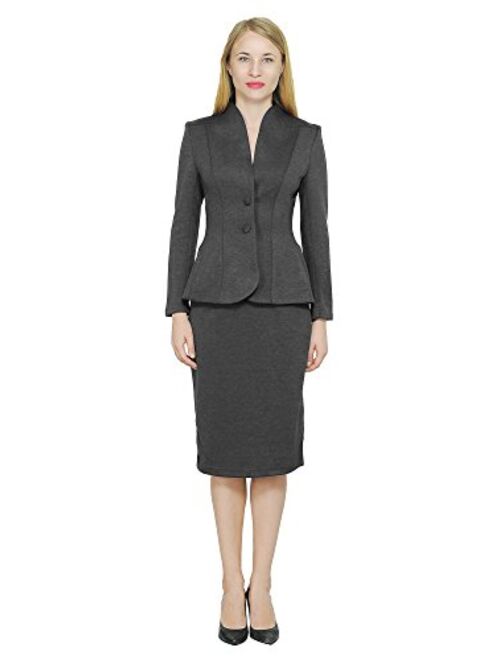 Marycrafts Women's Formal Office Business Work Jacket Skirt Suit Set