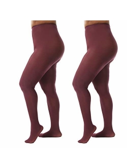 Silky Toes Womens Plus Size Opaque Microfiber Casual Tights- 1 or 2 Pairs