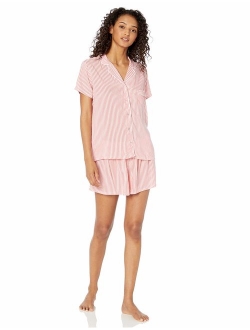 Splendid Women's Classic Rayon Short Sleeve Top and Short Pajama Set PJ