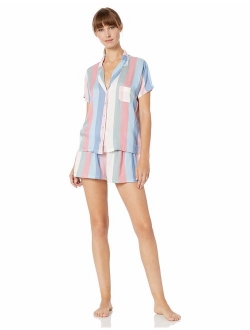 Splendid Women's Classic Rayon Short Sleeve Top and Short Pajama Set PJ