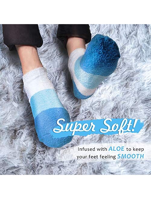 BambooMN Women's Super Aloe Infused Fuzzy Nylon Socks