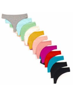 Alyce Intimates Women's Cotton Thong Panties, 12 Pack