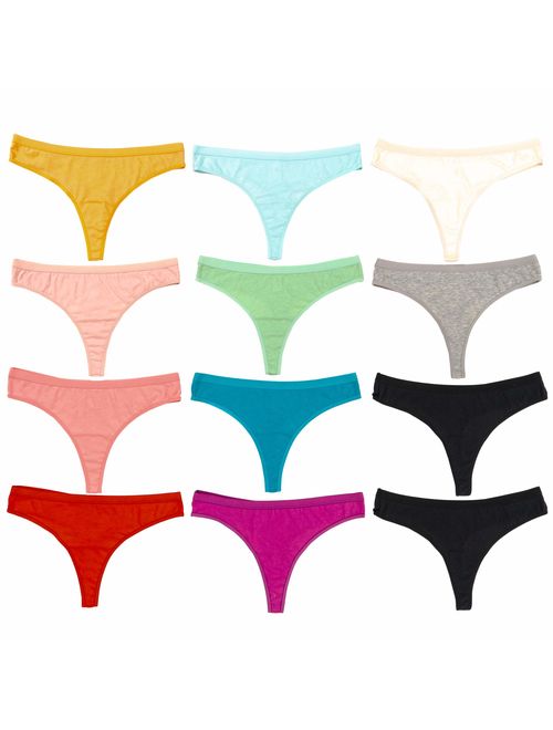 Alyce Intimates Women's Cotton Thong Panties, 12 Pack