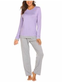 Pajama Sets Womens Long Sleeve Sleepwear Cotton Lounge Nightwear Sets