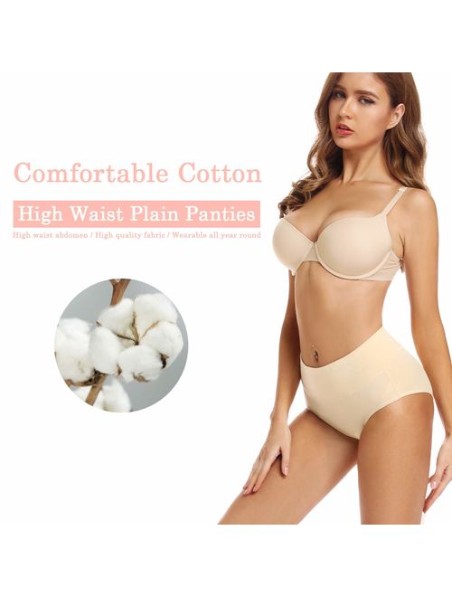 cassney Women's Cotton Underwear, High Waist C Section Ladies Panties Multipack