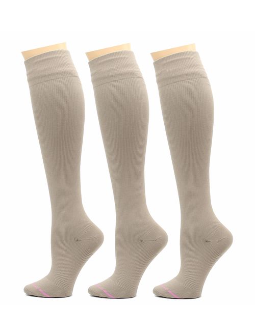 3 Pairs Dr. Motion Therapeutic Graduated Compression Women's Knee-hi Socks