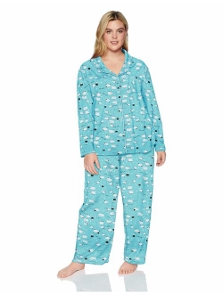 Karen Neuburger Women's Pajama Long Sleeve Animal Print Girlfriend Pj Set