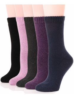 MOGGEI Womens Wool Warm Socks for Hiking Winter Thick Thermal Crew Cozy Cabin Ladies Gift Comfy Boot Work Socks 5 Pairs