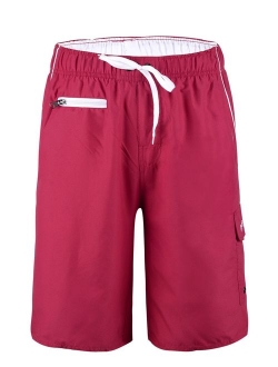 Nonwe Men's Beachwear Swim Trunks Quick Dry Zipper Pockets with Lining