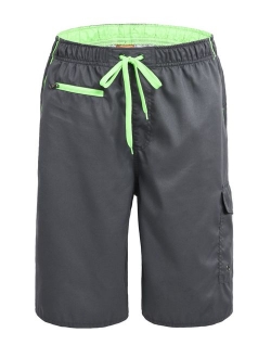 Nonwe Men's Beachwear Swim Trunks Quick Dry Zipper Pockets with Lining