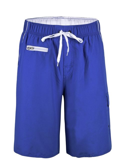 Nonwe Men's Beachwear Swim Trunks Quick Dry Zipper Pockets with Lining