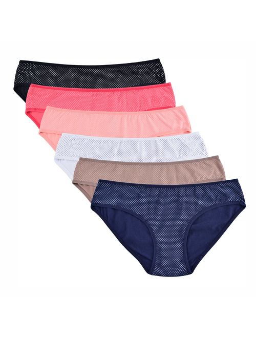 Knitlord Women's Cotton Stretch Bikini Panties Comfort Rib Underwear 6 Pack