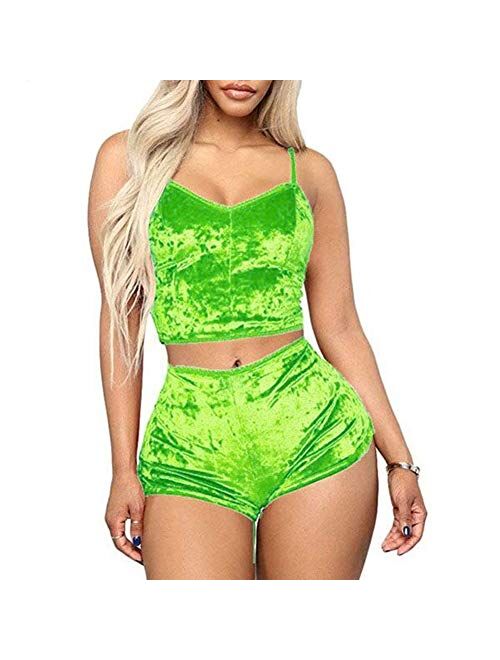 RUEWEY Women Sexy Strappy Babydoll Lingerie Satin Pajama Set Camisole with Shorts 2 Piece Sleepwear