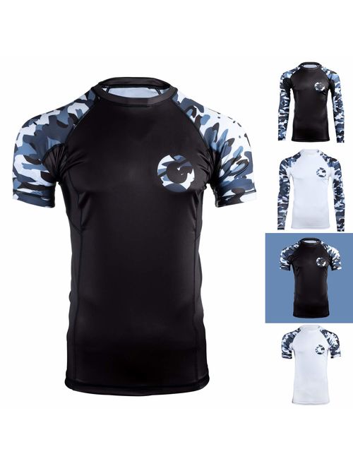 Gold BJJ Jiu Jitsu Rashguard - Camo Rash Guard Compression Shirt for No-Gi, Gi, MMA (Long Sleeve & Short Sleeve Available)