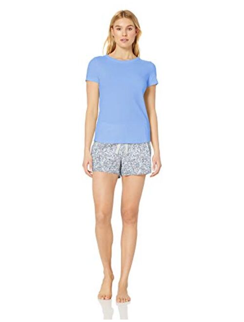 Amazon Essentials Women's Poplin Short and Sleep Tee Set