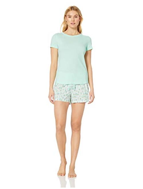 Amazon Essentials Women's Poplin Short and Sleep Tee Set