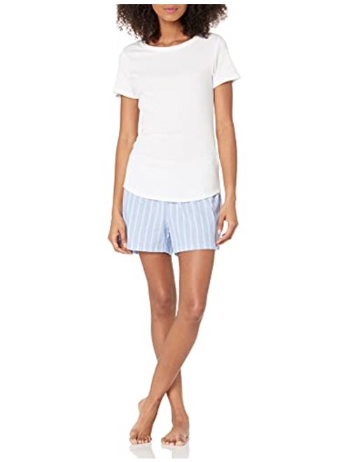 Amazon Essentials Women's Poplin Short and Sleep Tee Set