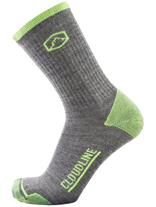 CloudLine Merino Wool Hiking & Athletic Crew Socks - Ultra Light - Made in USA