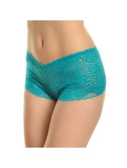 Angelina Women's Assorted Lace Boxer Shorts Panties (6 or 12 Pack)