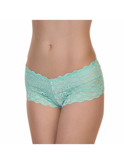 Angelina Women's Assorted Lace Boxer Shorts Panties (6 or 12 Pack)