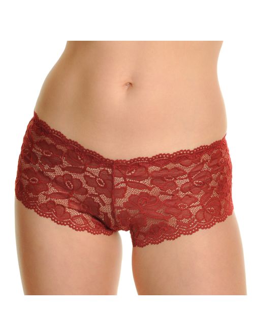 Angelina Women's Assorted Lace Boxer Shorts Panties (6 or 12 Pack)